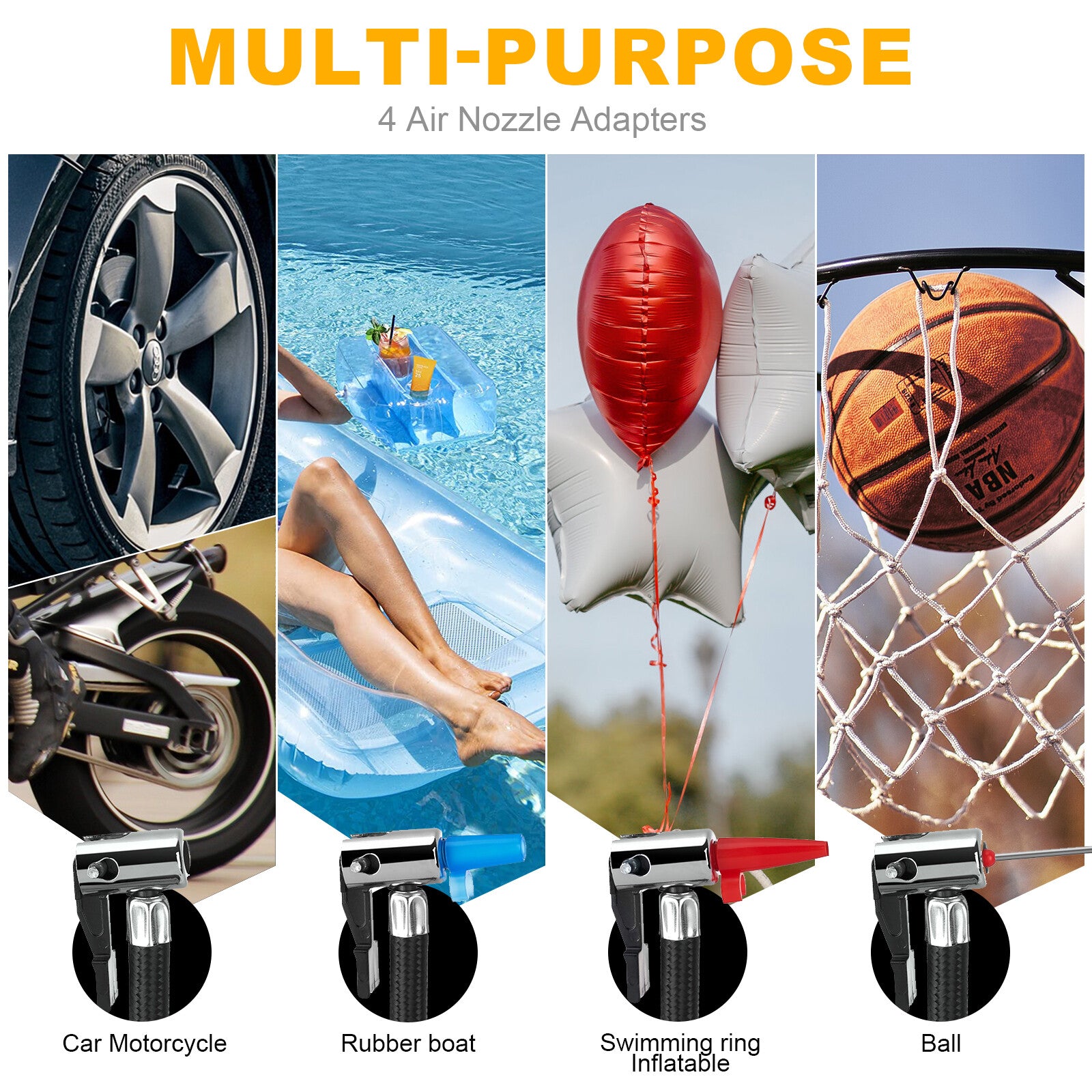 150 PSI Air Compressor Tire Inflator Fits Car Moto Bike Tires Air Pump Portable