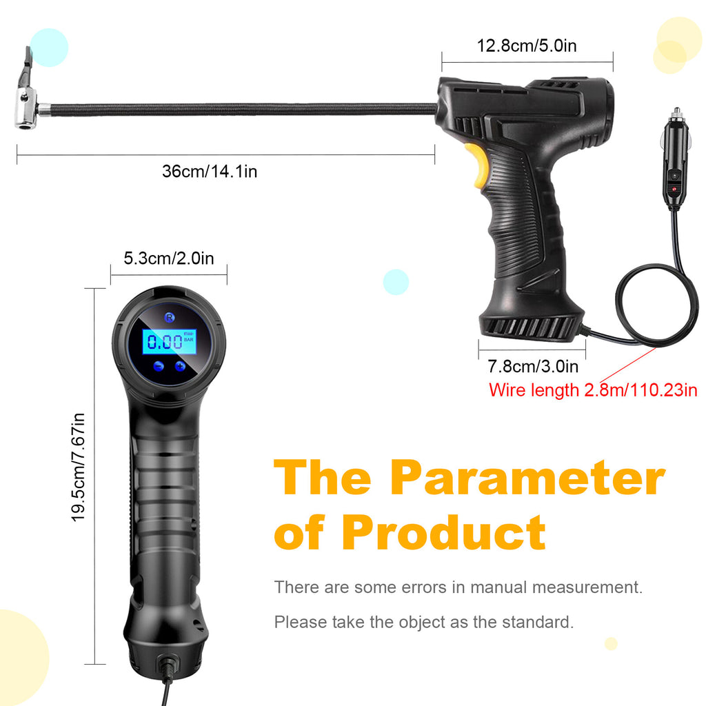 150 PSI Air Compressor Tire Inflator Fits Car Moto Bike Tires Air Pump Portable