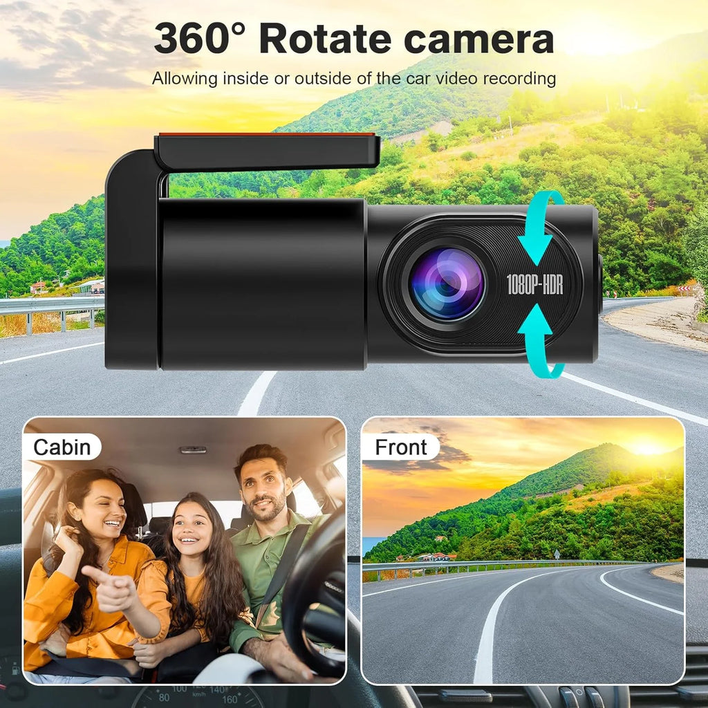 Dash Cam for Car, Wifi 1080P Dash Camera Front Dashcam for Cars, Mini Dashcams with App, Night Vision, G-Sensor, Loop Recording, 24H Parking Mode