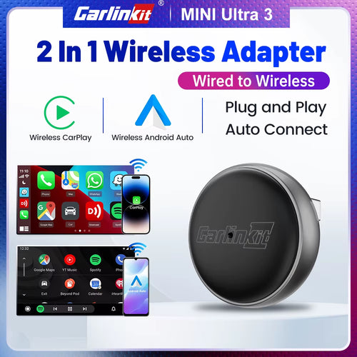 Wireless Carplay Box Mini Ultra 3 Wired to Wireless Carplay Adapter USB Plug and Play Wifi Bluetooth Fast Auto Connect